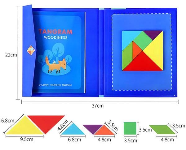 Магнітний деревʼяний танграм у папці із завданнями 7 фігур від 3 років (82453644) - фото 6