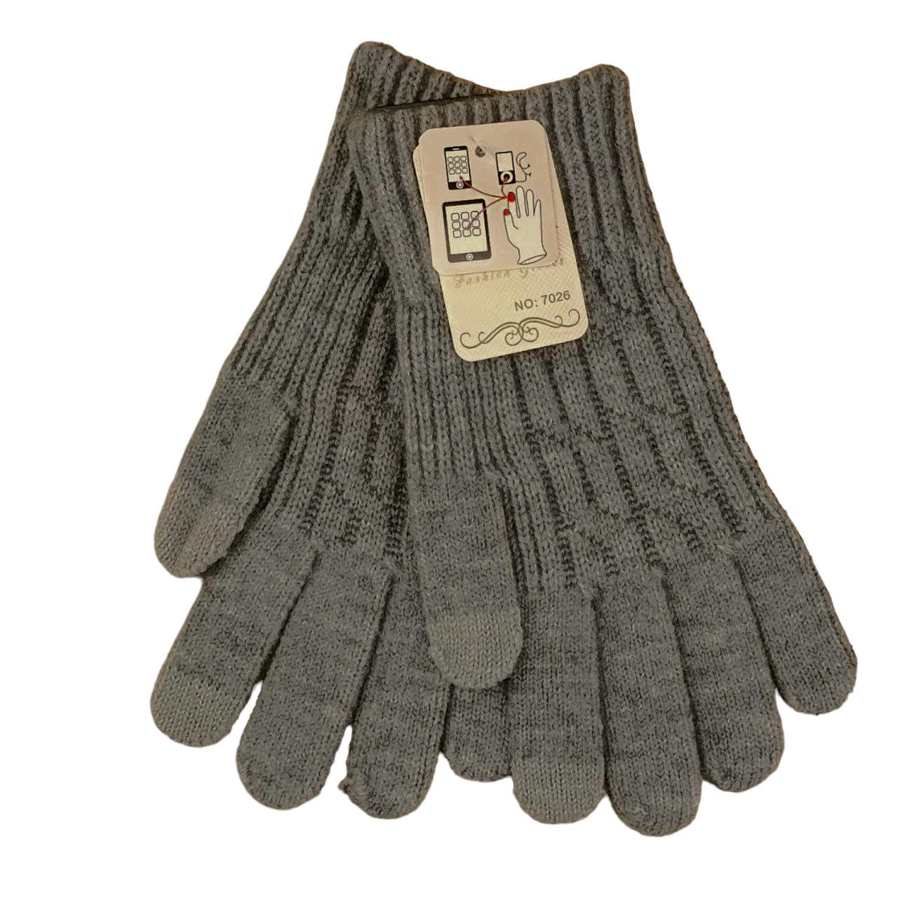 Перчатки женские сенсорные орнамент с начесом S-M Серый (47119)