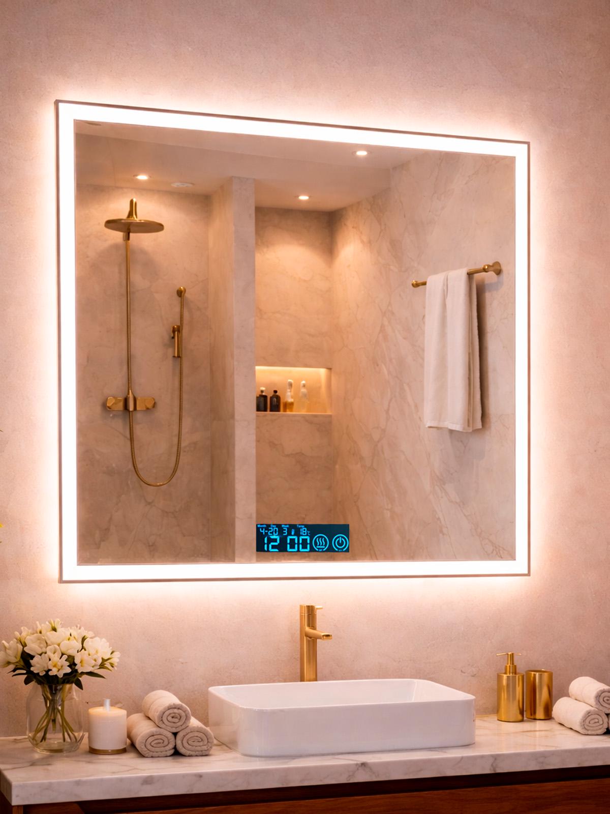 Зеркало для ванной комнаты BRS настенное смарт с LED подсветкой/подогревом/дисплеем 70х70 см (583256788) Зеркало для ванной комнаты BRS настенное смарт с LED подсветкой/подогревом/дисплеем 70х70 см (583256788)