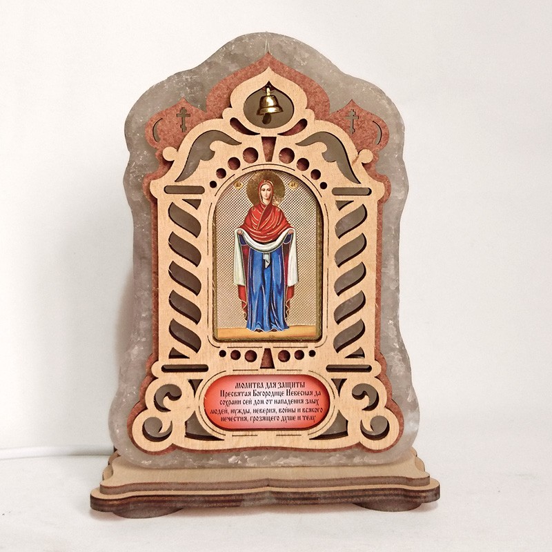 Соляная лампа Икона большая Покрова красного подсвечивания (20016) Соляная лампа Икона большая Покрова красного подсвечивания (20016)
