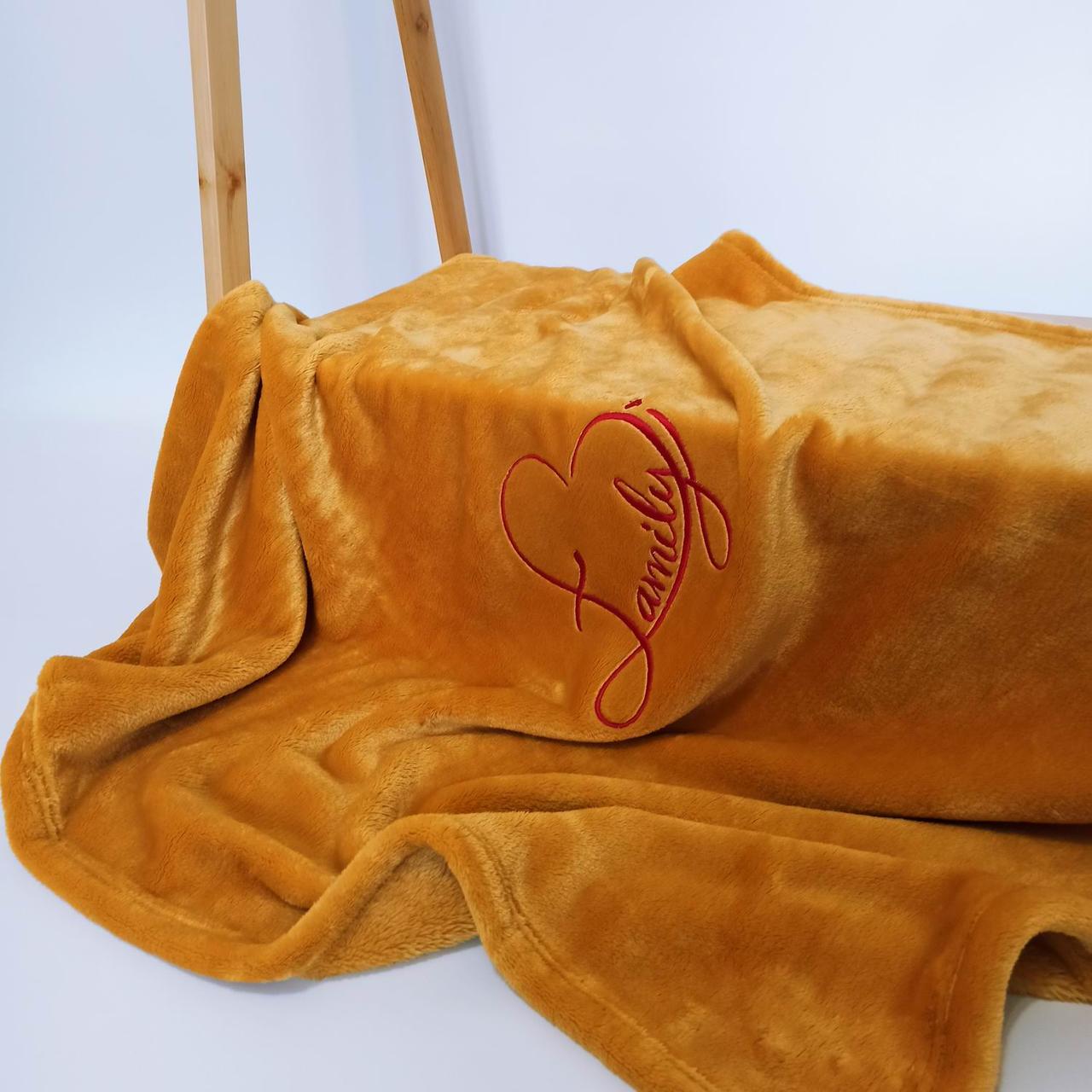 Плед дитячий Penetka з вишивкою Family велсофт 100x90 см Помаранчевий (6494.95.85.181.3)