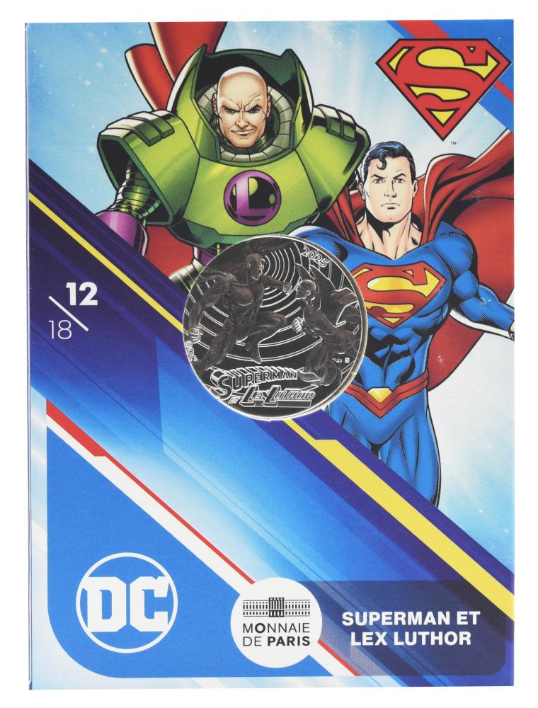 Коллекционная монета Франция 10 евро 2025 серебро UNC Комиксы DC-12/18-Superman et Lex Luthor-Супермен и Лекс Лютор (М24212)