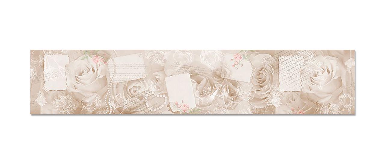 Кухонный фартук Бежевые розы из самоклеющейся виниловой пленки 60х300 см Бежевый