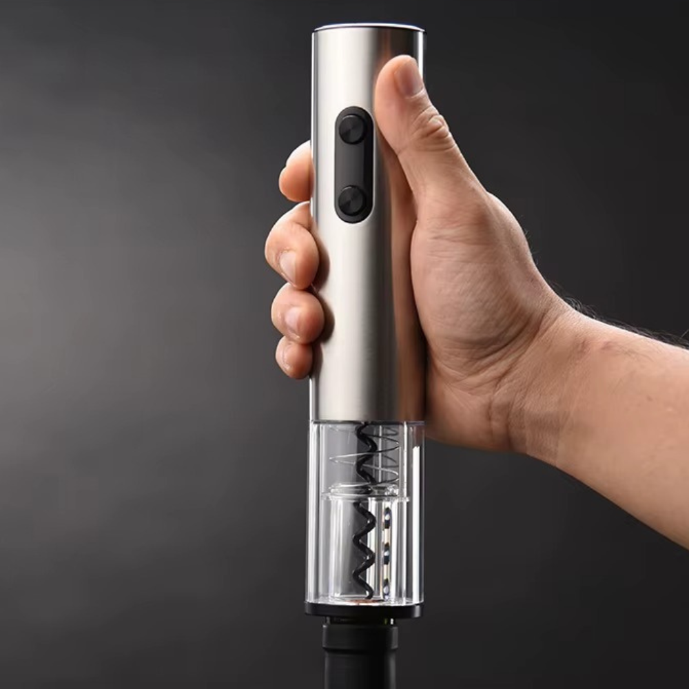 Штопор электрический автоматический на батарейках для вина с ножом для фольги Серебристый - фото 5 Штопор электрический автоматический на батарейках для вина с ножом для фольги Серебристый - фото 5