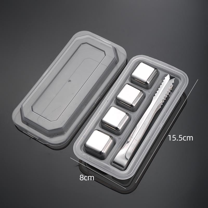 Набор камней для виски из нержавеющей стали 4 шт. и щипцы для охлаждения напитков Серебряный (29527) - фото 6 Набор камней для виски из нержавеющей стали 4 шт. и щипцы для охлаждения напитков Серебряный (29527) - фото 6