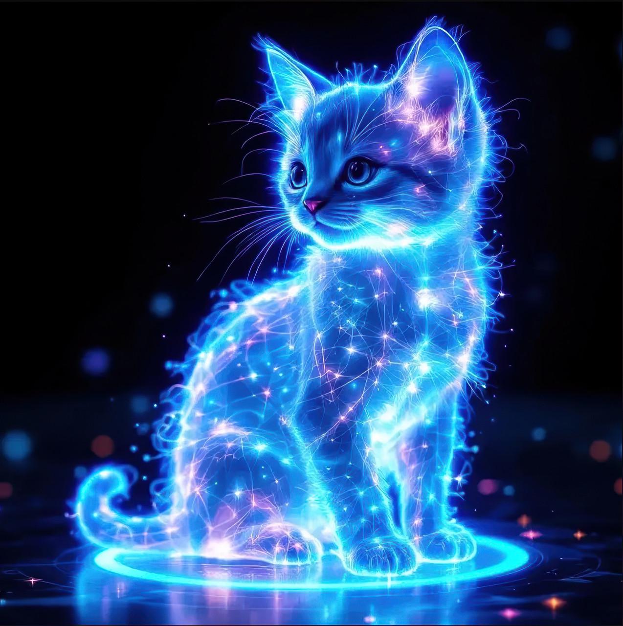 Алмазная мозаика Dream toys Светящийся котенок 20х20 см (S10254)