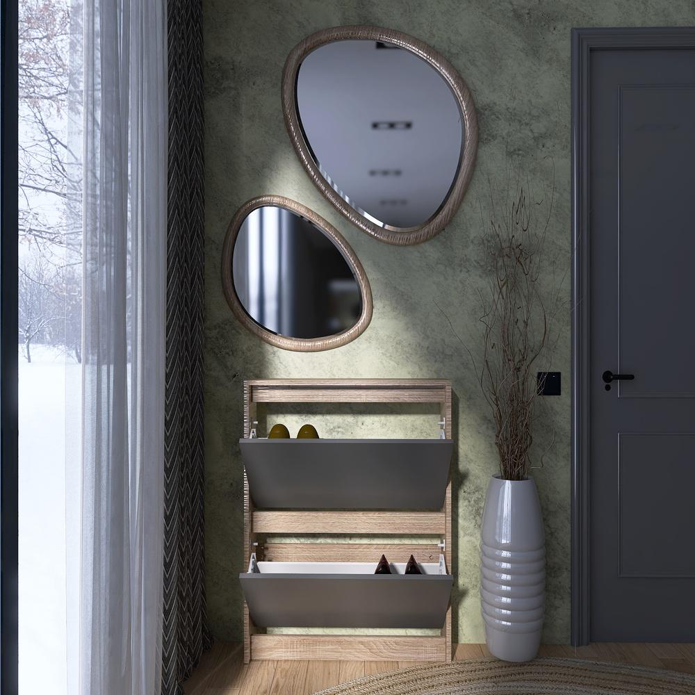 Тумба для обуви в прихожую Эверест Сити-160-2 70,2х16х95,8 см Дуб сонома/Графитовый (EVR-071088) - фото 4 Тумба для обуви в прихожую Эверест Сити-160-2 70,2х16х95,8 см Дуб сонома/Графитовый (EVR-071088) - фото 4