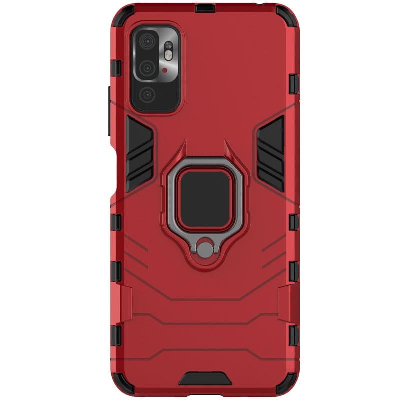 Ударопрочный чехол Transformer Ring for Magnet для Xiaomi Redmi Note 10 5G/Poco M3 Pro Красный/Dante Red