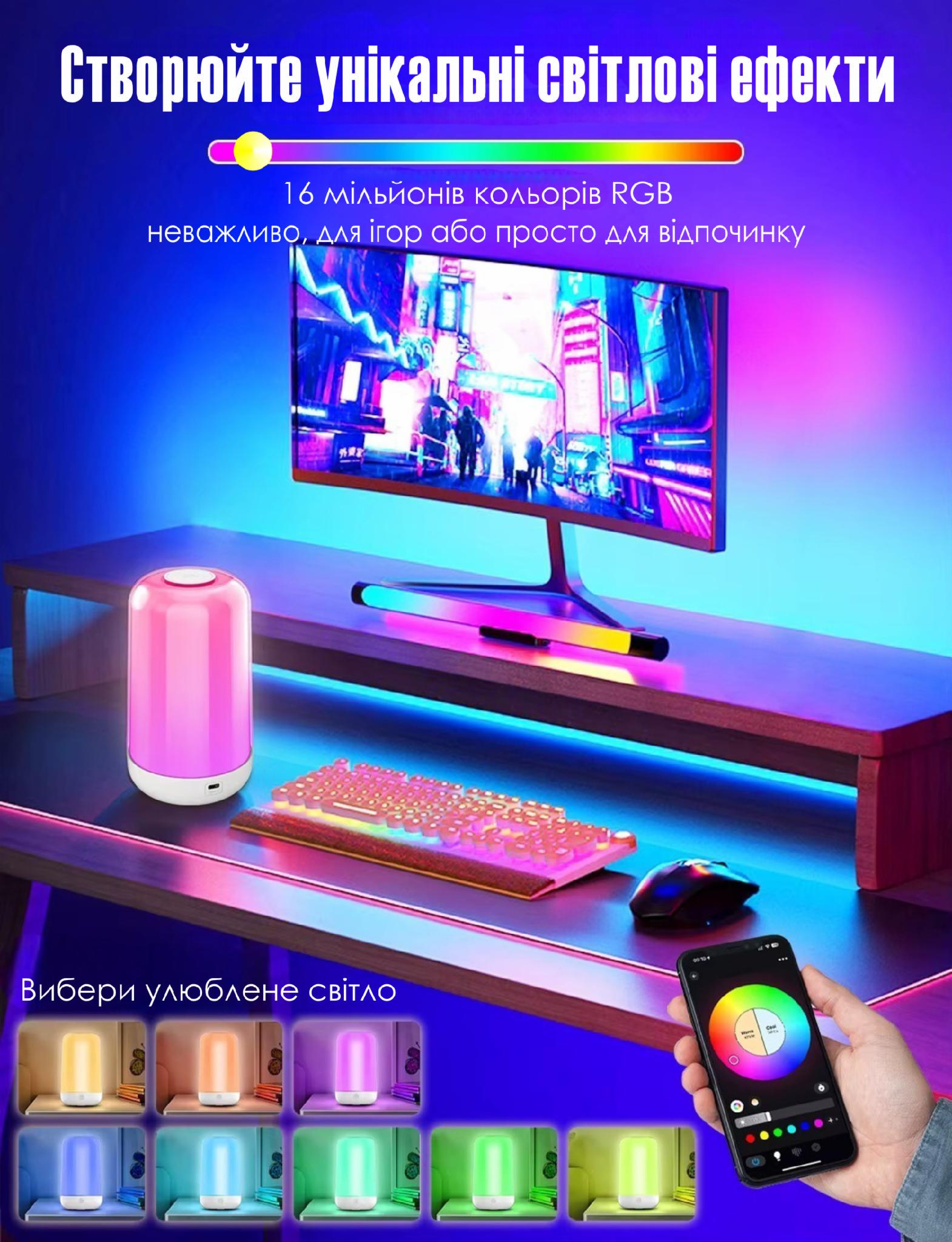 Лампа настільна Smart LED AuraLite Bluetooth/Wi-Fi керування голосом Alexa/Google RGB (505832989) - фото 3 Лампа настільна Smart LED AuraLite Bluetooth/Wi-Fi керування голосом Alexa/Google RGB (505832989) - фото 3