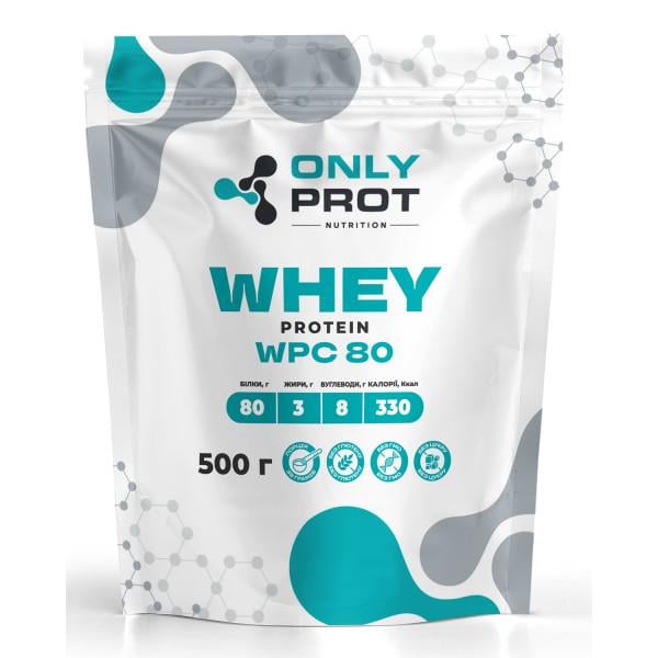 Протеин сывороточный концентрат Onlyprot Whey Protein WPC 80% для набора мышечной массы 500 г.