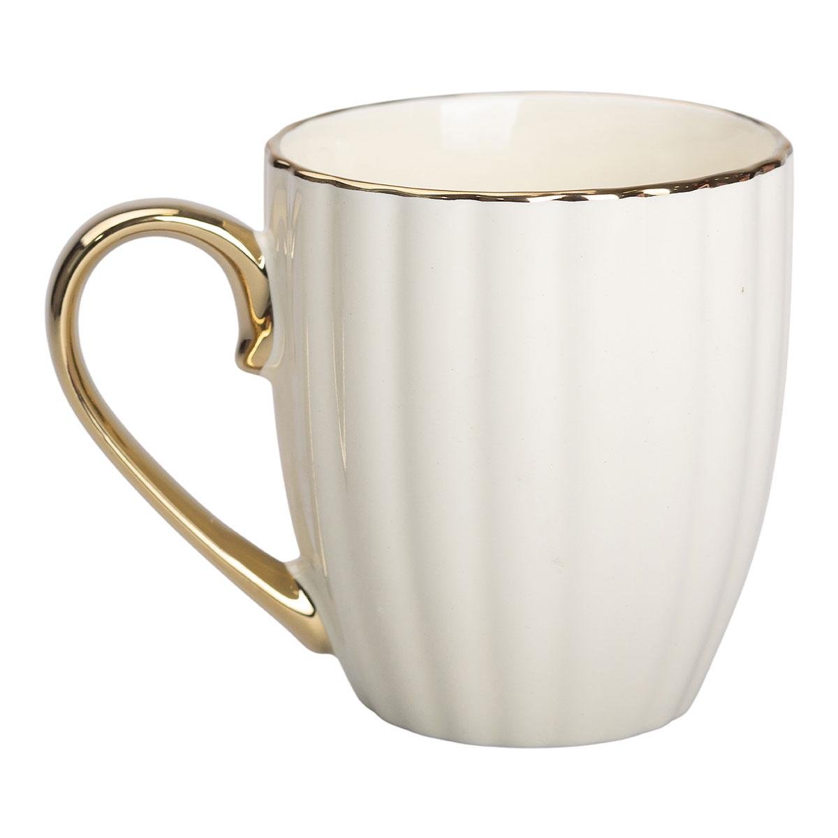 Чашка керамическая Light House с золотым ободком и золотой ручкой 420 мл (LG-20159)