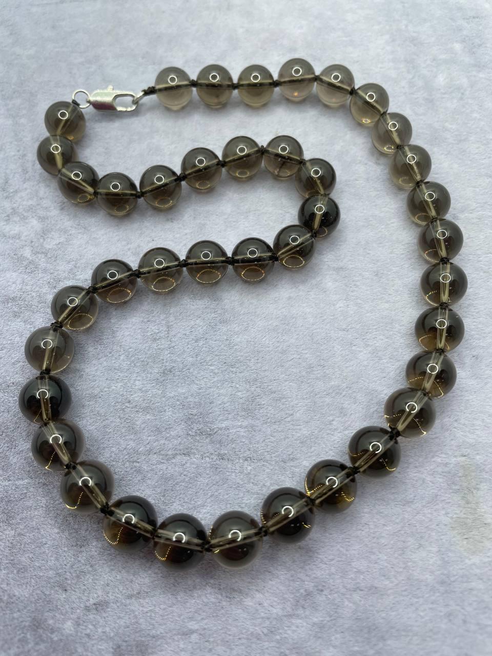 Бусы дымчатый кварц 10 мм 45 см Коричневый (377)