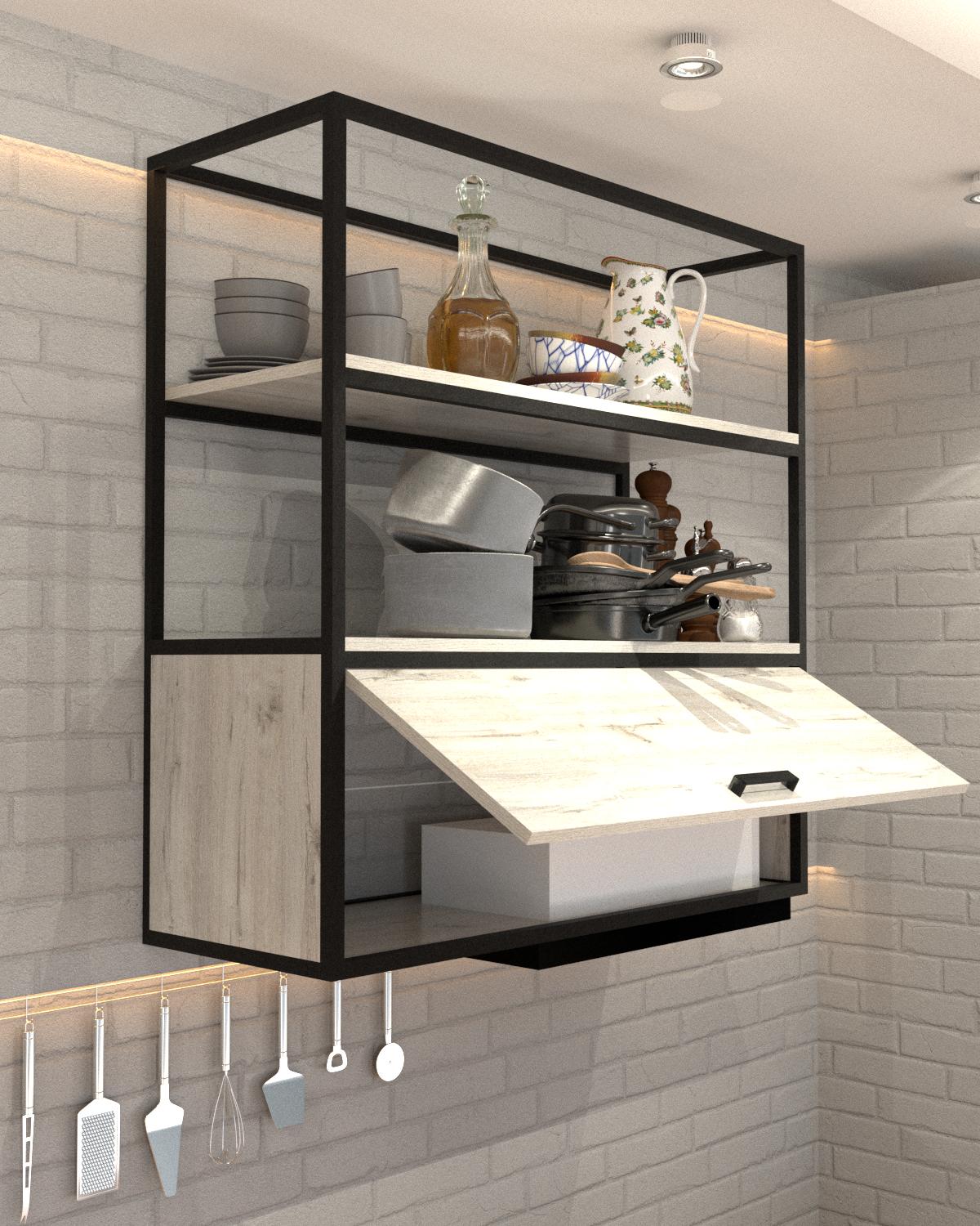 Шкаф навесной под вытяжку EcoLoft Фаволла DSP-1332-2 в стиле лофт Дуб Кортона (31933782)