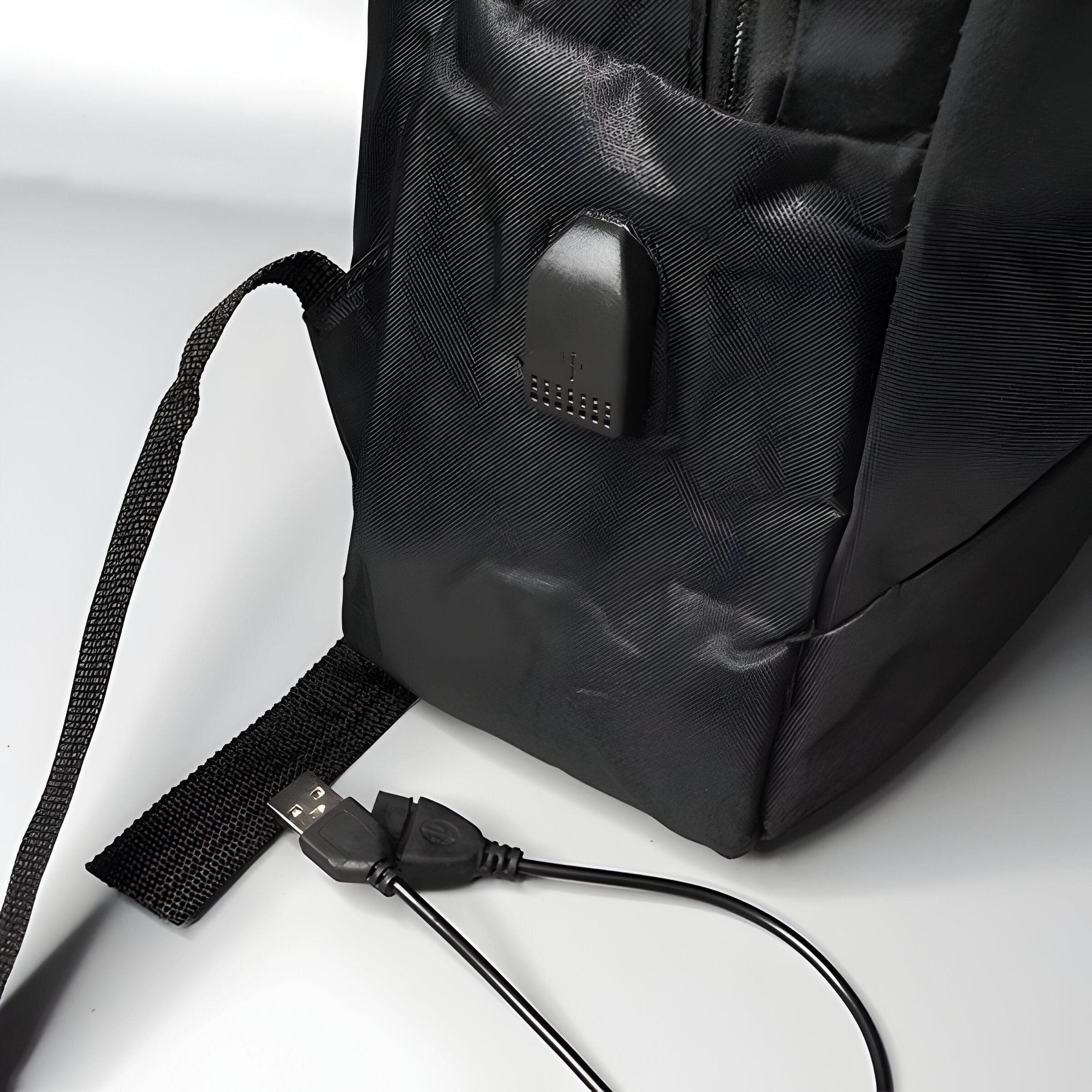 Набор 3в1 рюкзак с USB сумка пенал 27х41х11 см Черный (24-213) - фото 4 Набор 3в1 рюкзак с USB сумка пенал 27х41х11 см Черный (24-213) - фото 4