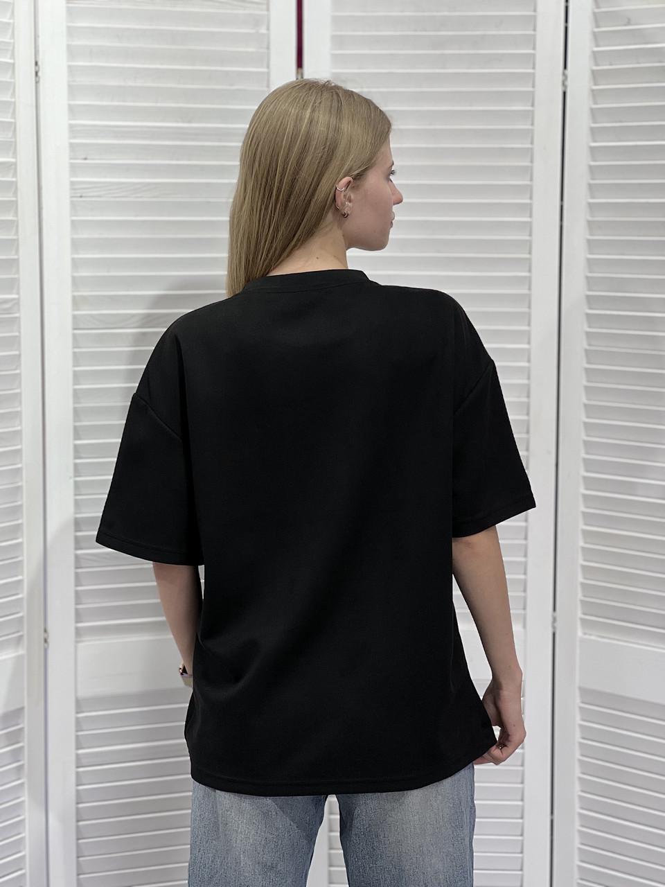 Футболка женская с блестящим принтом inslisa OS Черный (#25022) - фото 3 Футболка женская с блестящим принтом inslisa OS Черный (#25022) - фото 3