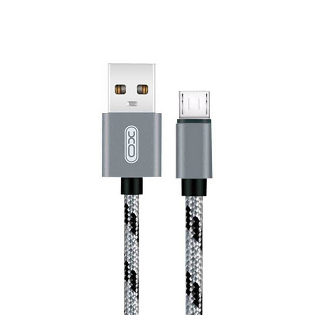 Кабель USB Cable XO NB10 2,4A Quick Charge Micro тканевый Grey (2147)