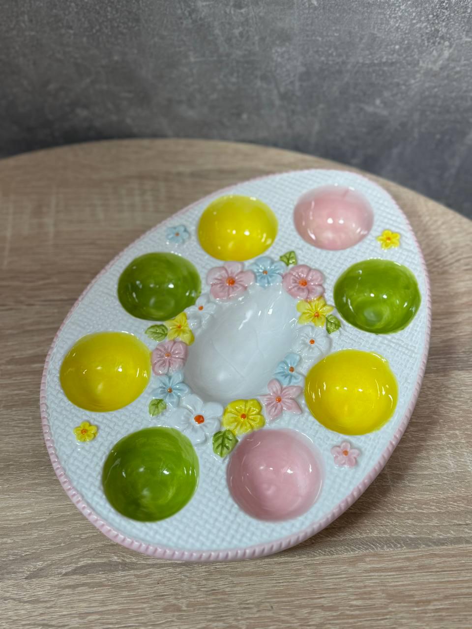 Блюдо великоднє для яєць Stenson Easter керамічне 24х18,5х2,5 см (R40708-2)