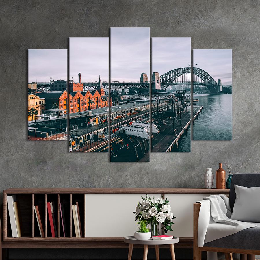 Картина город Мост через Сиднейскую гавань Харбор-Бридж 112x68 см (A803-5)