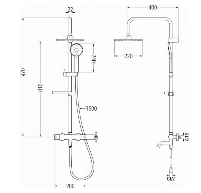 Набор для ванны и душа Mexen KX40 с тропическим душем и термостатическим смесителем Графит (10081723) - фото 2 Набор для ванны и душа Mexen KX40 с тропическим душем и термостатическим смесителем Графит (10081723) - фото 2