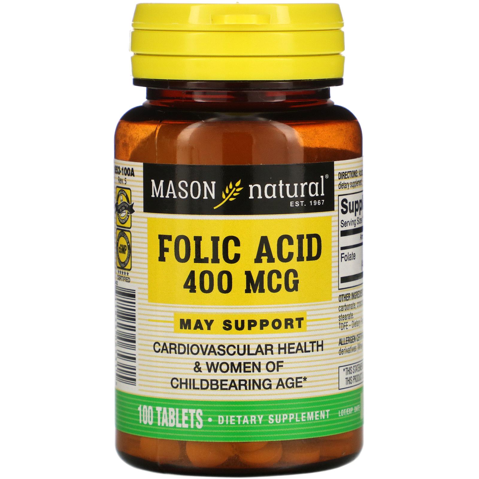 Фолат Folic Acid 400 mcg 100 tablets