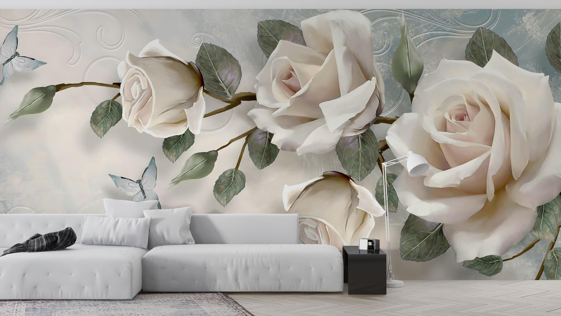 Фотообои флизелиновые Styleo Print-walls Бабочки и розы 0480 300х200 см (Pw-0480)