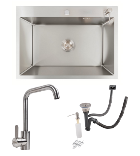 Комплект кухонная мойка Valeso Handmade 70x50 см и смеситель (70*50KT11)