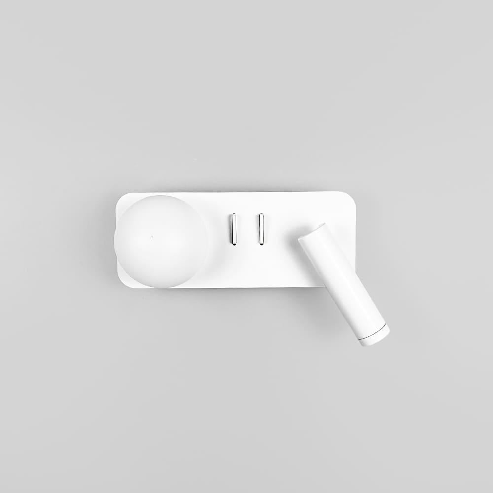 Бра світлодіодне Light House LNF-17537/2 R WT праве 4,9 Вт на 2 вимикачі з білим плафоном 2,8 Вт та спотом 2,8 Вт Білий