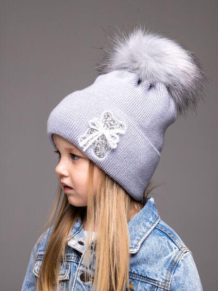 Шапка детская для девочек Соня D828 флис 46-50 см Серый