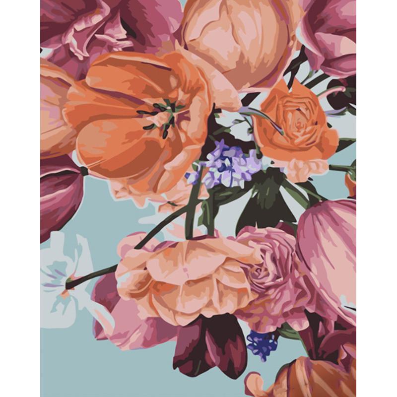 Картина по номерам Strateg Премиум Разнообразие тюльпанов с лаком и 40х50 см (GS1392)