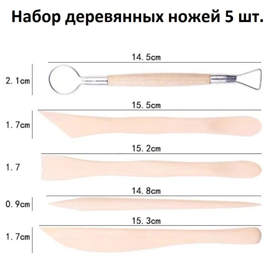 Набор двусторонних деревянных инструментов для работы с полимерной глиной 36 шт. (14769895) - фото 8