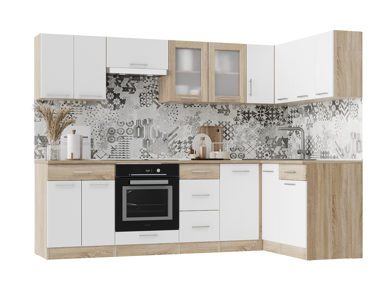 Готовая кухня Эверест Эко №2 без столешницы без мойки 3,42 м Дуб Сонома/Белый (09112) - фото 3