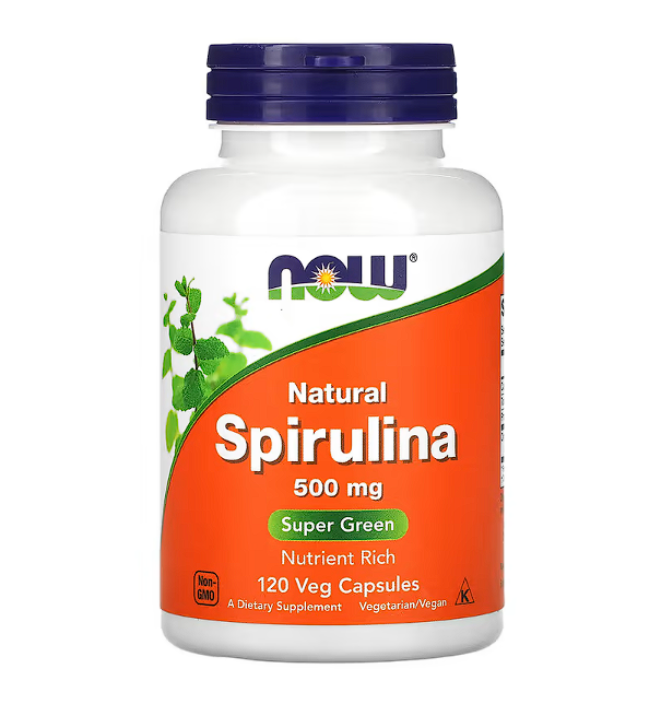 Спіруліна NOW Natural Spirulina 500 mg 120 veg caps (07719-01)