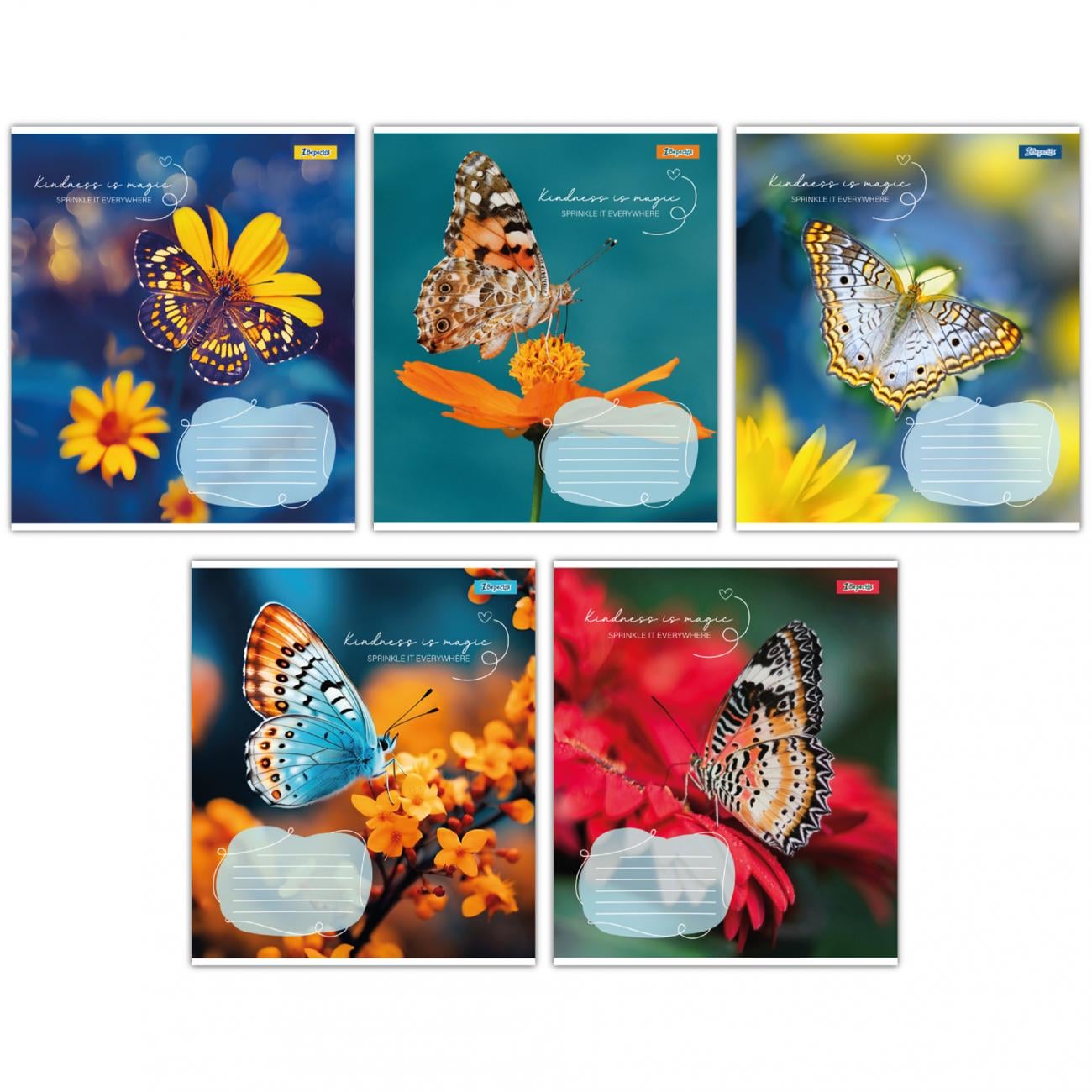 Зошити учнівські у клітинку 1 вересня Butterfly 36 арк. 15 шт. в уп. (MTT-182957)