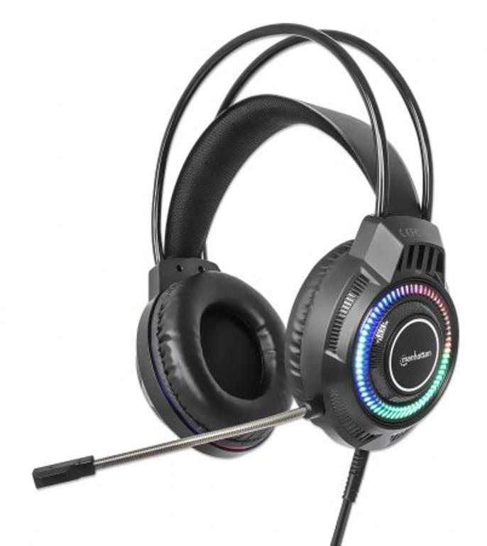 Навушники з мікрофоном Manhattan RGB LED Over-Ear USB Gaming Headset (180696)