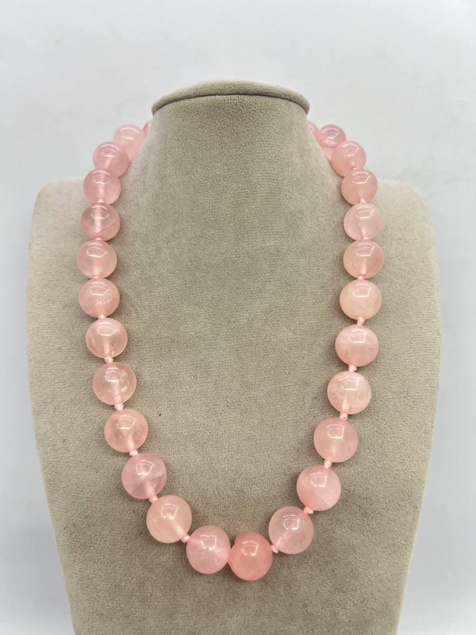 Бусы кварц 14 мм 44 см Розовый (11603)