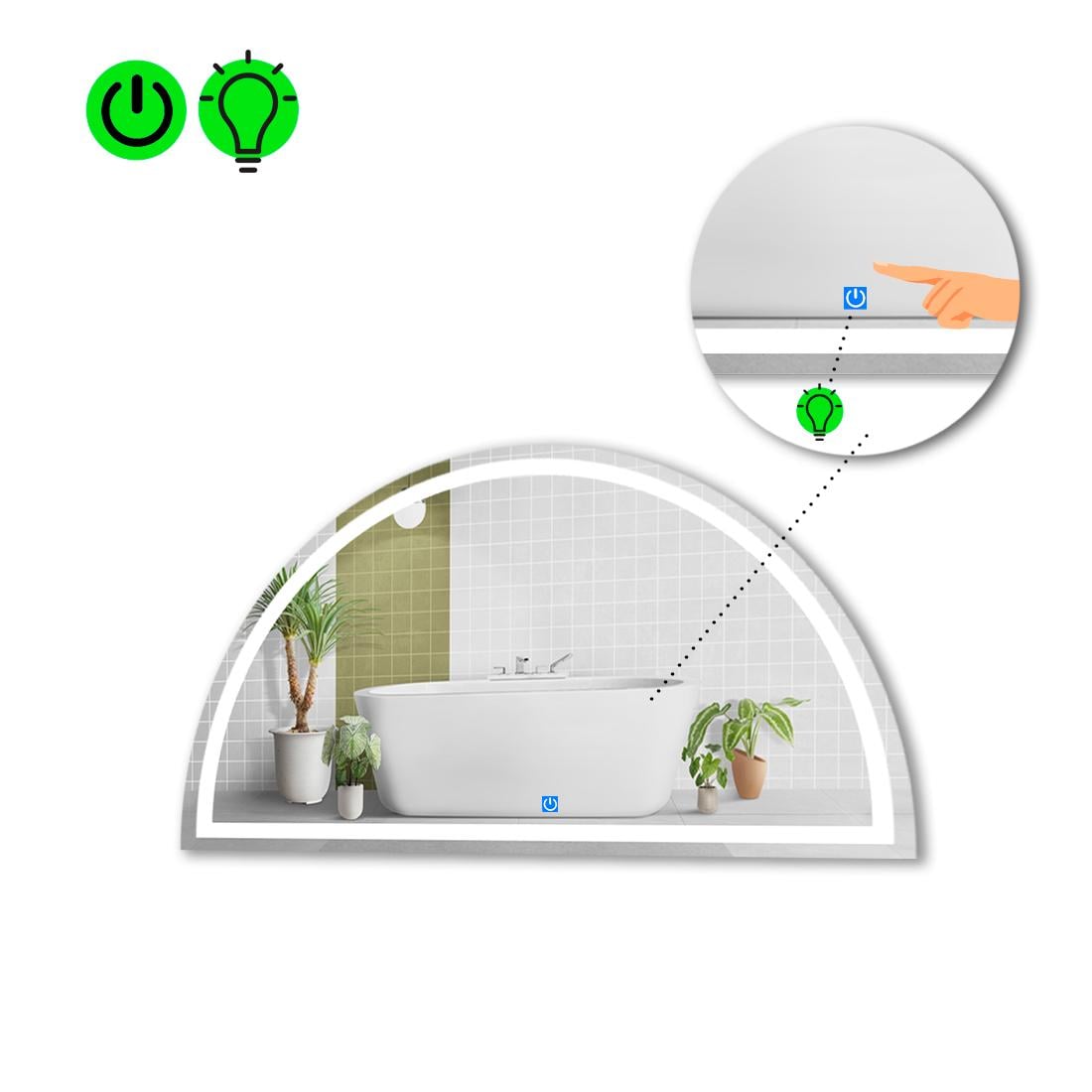 Зеркало с LED подсветкой Cerhio 1 с сенсорной кнопкой управления 70x35 см (8737128)