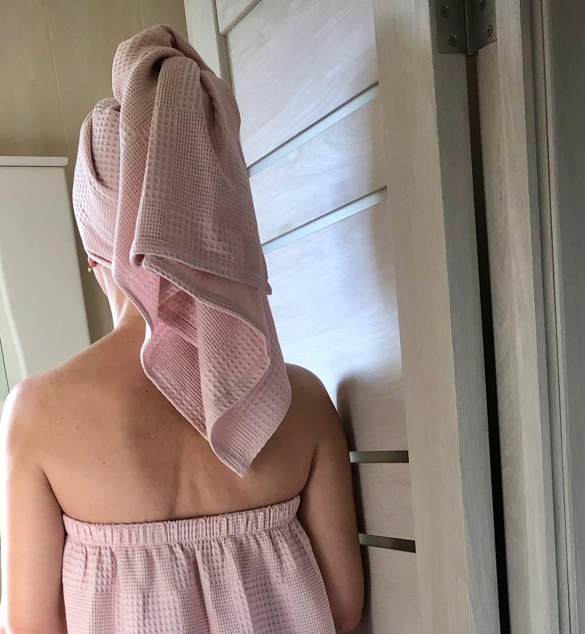 Рушник жіночий для лазні вафельний на резинці з парео S/XL (К0408В-3) - фото 7 Рушник жіночий для лазні вафельний на резинці з парео S/XL (К0408В-3) - фото 7