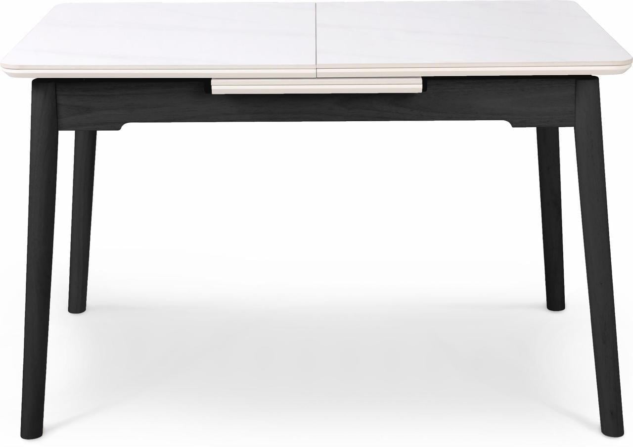 Стол обеденный York раскладной 6-8 мест 120 см Arctic ice top Black base (13961)