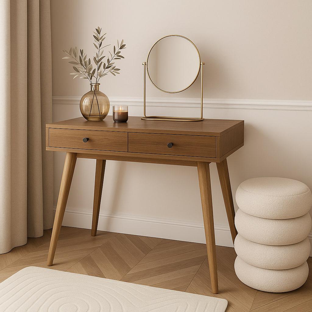 Туалетний столик New and Classic на дерев'яних ніжках 795x900x400 мм Дуб родос (ТЗ-Сканді-4) - фото 1 Туалетний столик New and Classic на дерев'яних ніжках 795x900x400 мм Дуб родос (ТЗ-Сканді-4) - фото 1