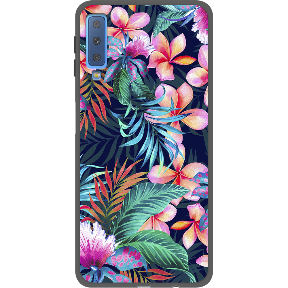 Чохол Boxface Samsung A750 Galaxy A7 2018 flowers in the tropics Чорний силікон (35481-up1971-35597)