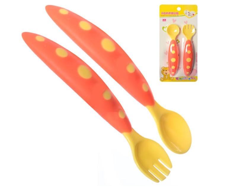 Набор детского фраже вилка/ложка силиконовые 14 см 2 пр. (AN012624) - фото 2