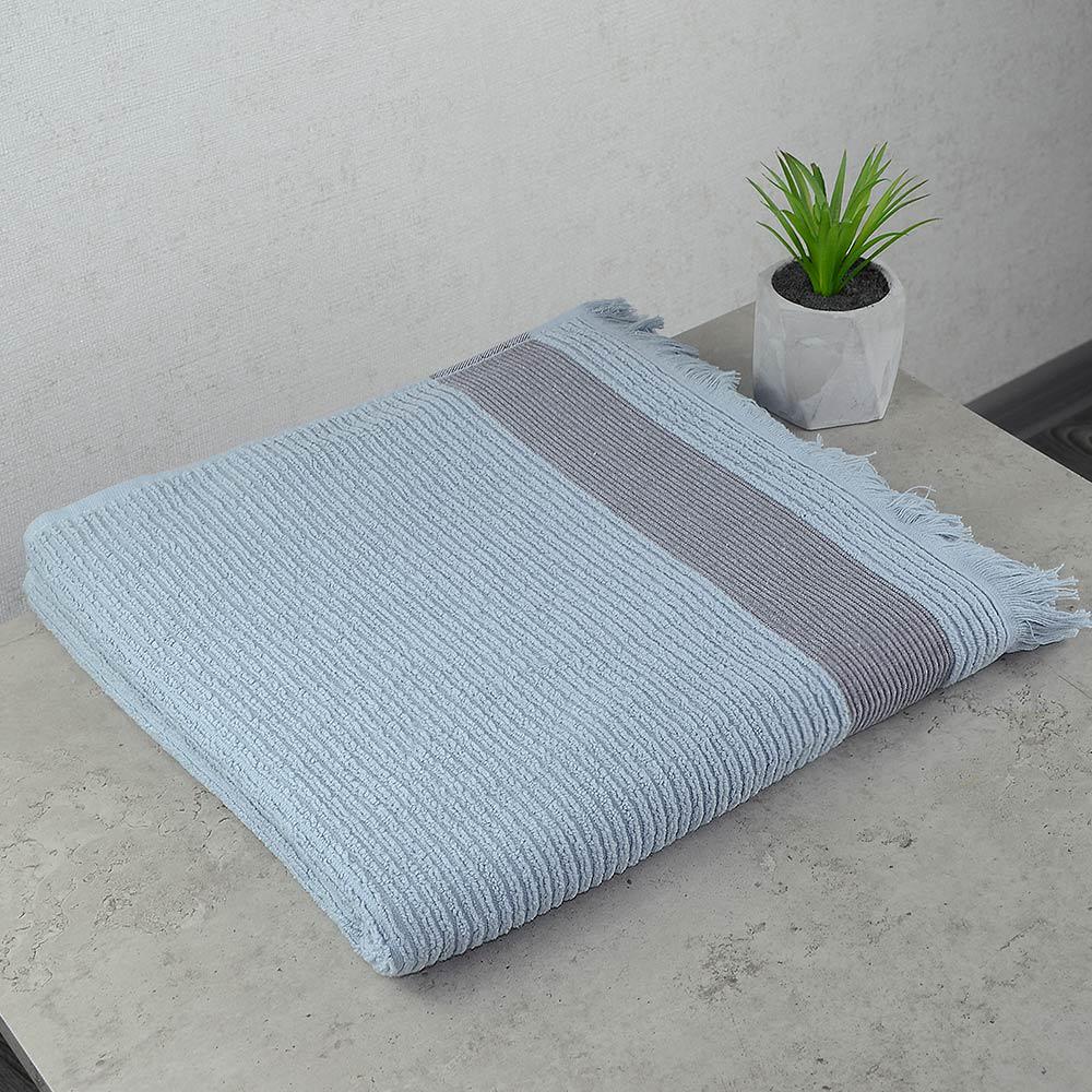 Махровое полотенце с бахромой GM Textile 70х140 см Голубой