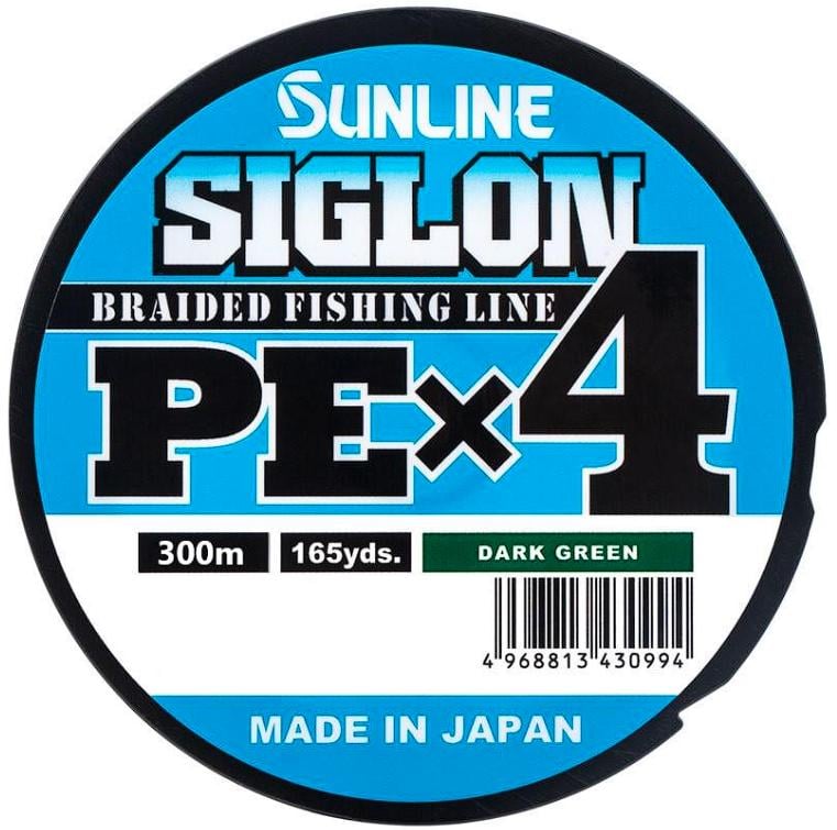 Шнур Sunline Siglon PEx4 300 м 0,296 мм 22 кг Темно-зелений (1013-1658.09.52)