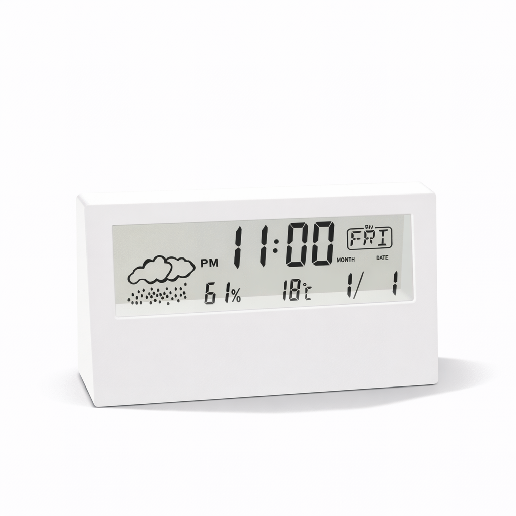 Метеостанция LED с часами и будильником Белый
