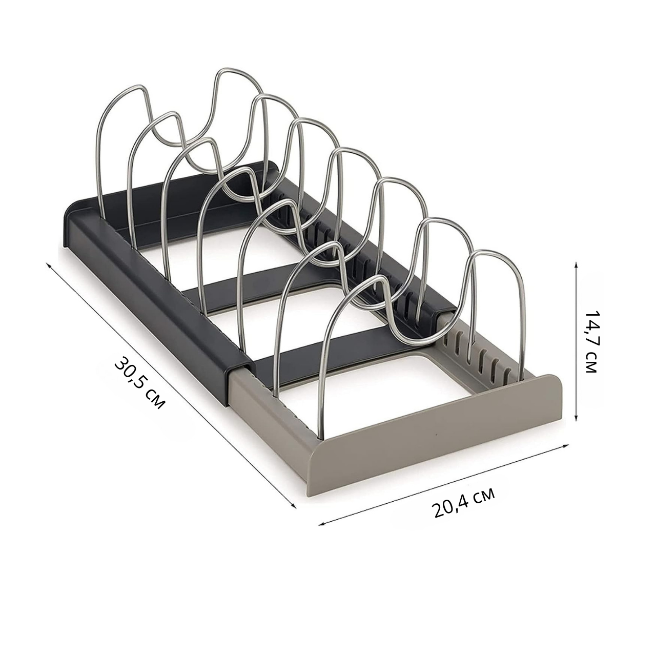 Органайзер для крышек раздвижной кухонный Серый (80230081) - фото 3
