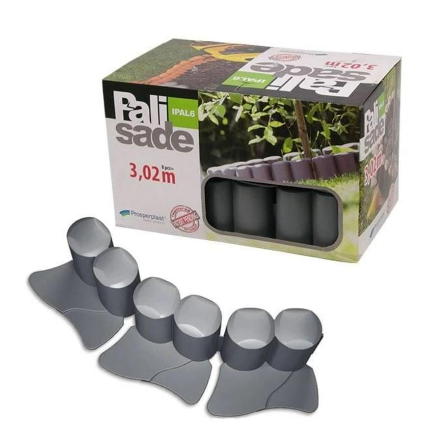 Бордюр садовый Prosperplast Palisada ogrodowa 3,02 м Серый (IPAL6-S433)