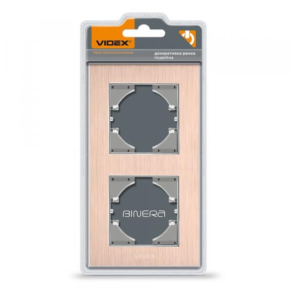 Рамка Videx на 2 місця вертикальна Мідний алюміній