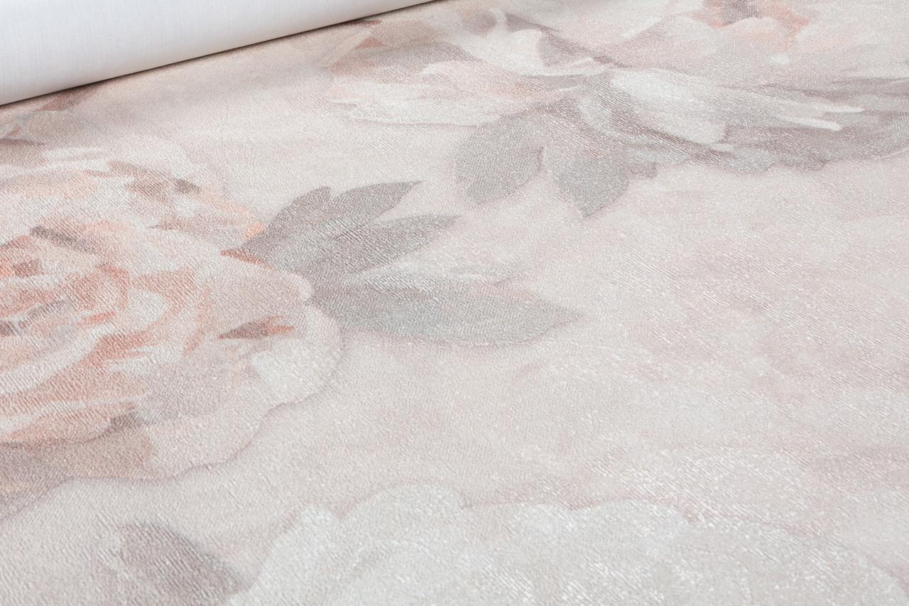 Обои флизелиновые AS Creation Flower Symphonie 2025 79070-2 Декор винил горячего тиснения 1,06х10,05 м Персиковый