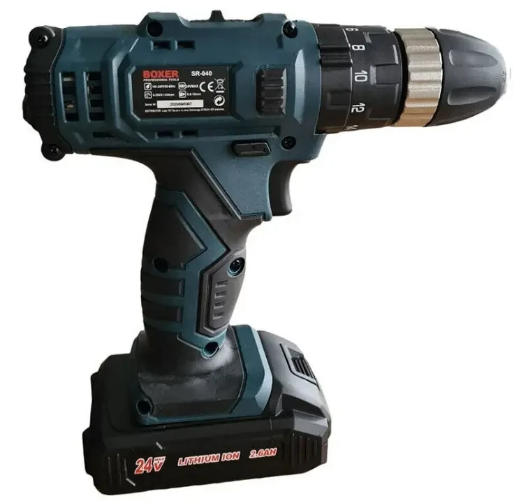 Шуруповерт дрель аккумуляторная Boxer 24V 2 батареи Li-Ion с набором аксессуаров (SR-040)