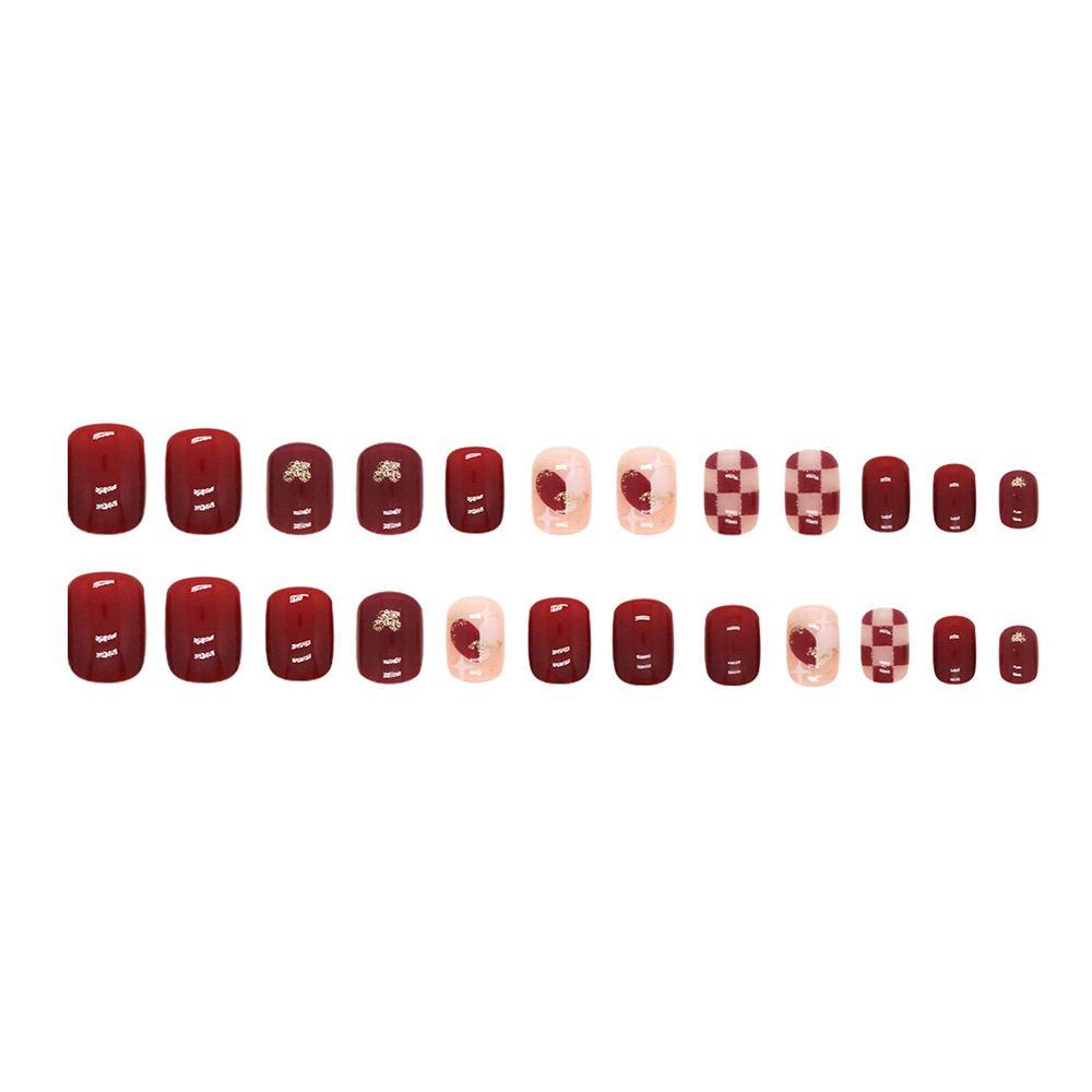 Накладні нігті з клеєм Bananahall 24 шт. Червоний (A9781) - фото 4